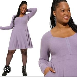 Torrid 6X Waffle Knit Lavender Mini Dress Skater Fit